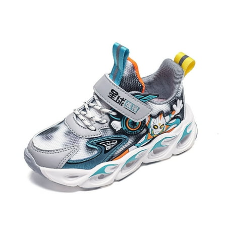 

Engtoy boys girls High Top Basketbal Shoes for Kids Breathable Lightweightspring autumn Cartoon Mesh surface Child Sneakers Running Shoes night Fashion Lamp shoe Little/BigKids