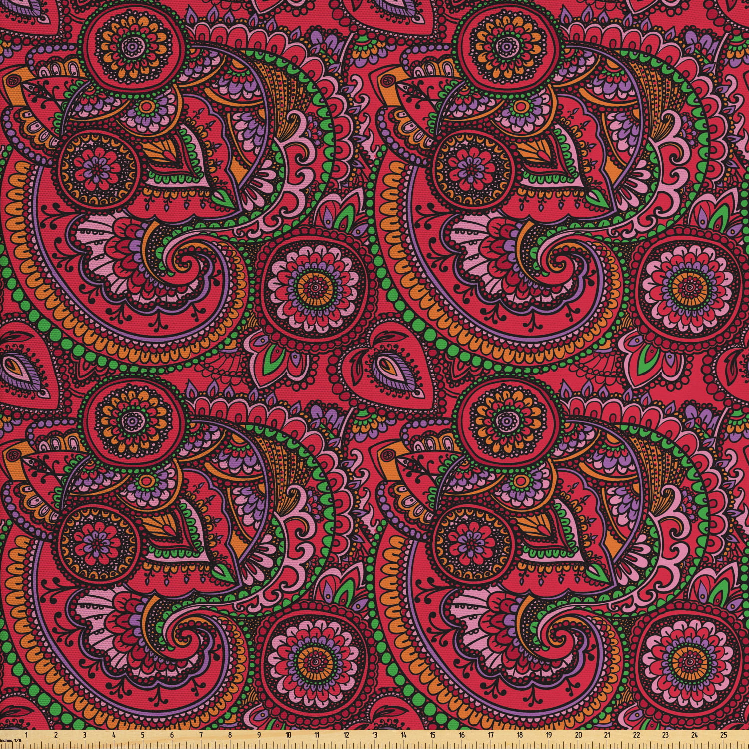 Asian Fabric by The Yard, Pattern Based on Traditional Vintage Twists