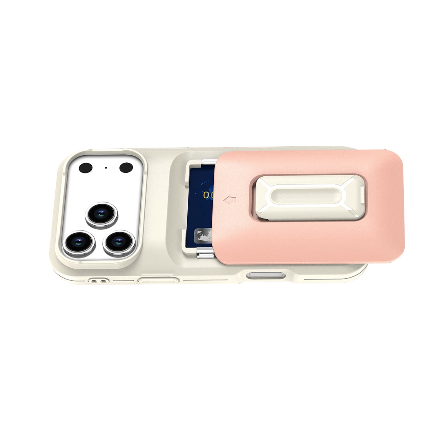 Modern Wallet Case with Card Slot for iPhone 17 Pro Max - White & Pink