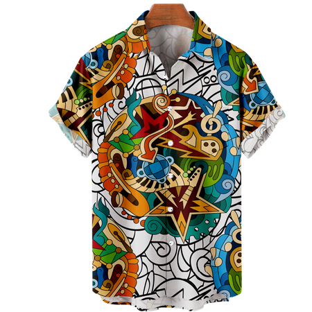

MLFU Big & Tall Men Guitar Musical Graphic Tee Shirts Vintage Cotton Blouses For Men Boys