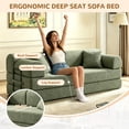 thumbnail image 4 of Timbernest 78.7" Convertible Sleeper Sofa Bed, Boucle Boneless Sofa with 2 Pillows, Floor Sofa Lounge Couch for Living Room, Moss Green, 4 of 10