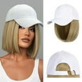 thumbnail image 4 of YEKEYI Baseball Cap with Hair Extensions Hat Wig Adjustable Hat Attached Short Straight Synthetic Hairpiece for Women, 4 of 9