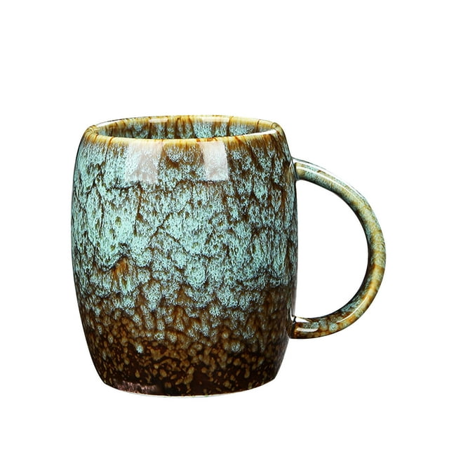 Qeeadeea/Large Capacity Blue Ceramic Mug Porcelain Cup 450ml/16oz-Green
