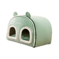 thumbnail image 4 of Casa de cama para gatos con dos entradas frontales, 50x40x40cm, para otoño e invierno, tienda decorativa versátil para gatos, cabaña, nido para gatito Verde, 4 of 8
