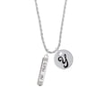 thumbnail image 2 of Delight Jewelry Silvertone Spin On Bar Silvertone Script Initial Disc - Y - Charm Necklace, 20"+3", 2 of 4