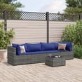thumbnail image 1 of vidaXL 5 Piece Garden Lounge Set with Cushions Grey Poly Rattan, 1 of 5