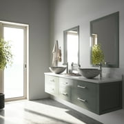 VIGO Giovanni Titanium Gray Glass 17 in. L x 17 in. W x 6 in. H Round Vessel Bathroom Sink