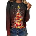 thumbnail image 6 of Women's Christmas Shirts Graphic Print Long Sleeve Crewneck Pullover Top Red S, 6 of 8