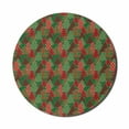 thumbnail image 1 of Christmas Mouse Pad for Computers, Abstract Pines with Swirls Dots Lines Design Patchwork Style Print, Round Non-Slip Thick Rubber Modern Mousepad, 8" Round, Dark Coral Dark Green, by Ambesonne, 1 of 2