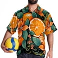 thumbnail image 4 of Tangerine Men's Hawaiian Print Casual Button Down Short Sleeve Summer Beach Shirt - Unisex, 4 of 6