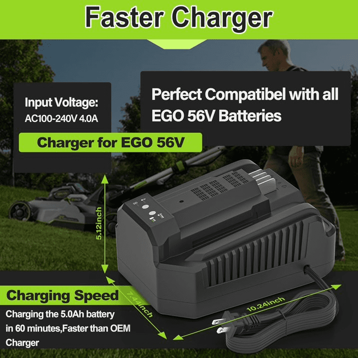 Fast Charging Replacement  for EGO 56V 4A Battery Charger CH2100 CH3200 CH5500, Compatible with All EGO  Battery BA2800 BA1400 BA5635 BA4200