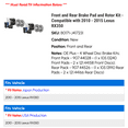 thumbnail image 2 of Front and Rear Brake Pad and Rotor Kit - Compatible with 2010 - 2015 RX350 2011 2012 2013 2014, 2 of 2