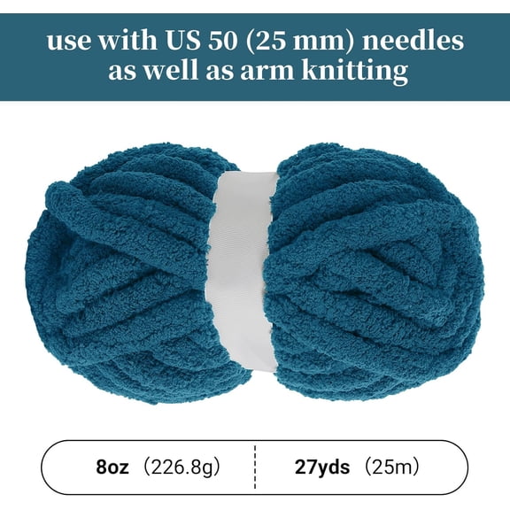 1 Pack Chunky Chenille Yarn for Crocheting & Knitting, 27yds 8 oz Each Skein Soft Fluffy Kitting Yarn Set, Thick Velvet Plush Yarn for Handcrafts Weaving Making Blankets