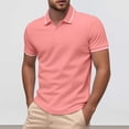 thumbnail image 1 of Adult Men Polo Shirt Short Sleeve Button Polo Tees Basic Pink Mens Clothes, 1 of 8