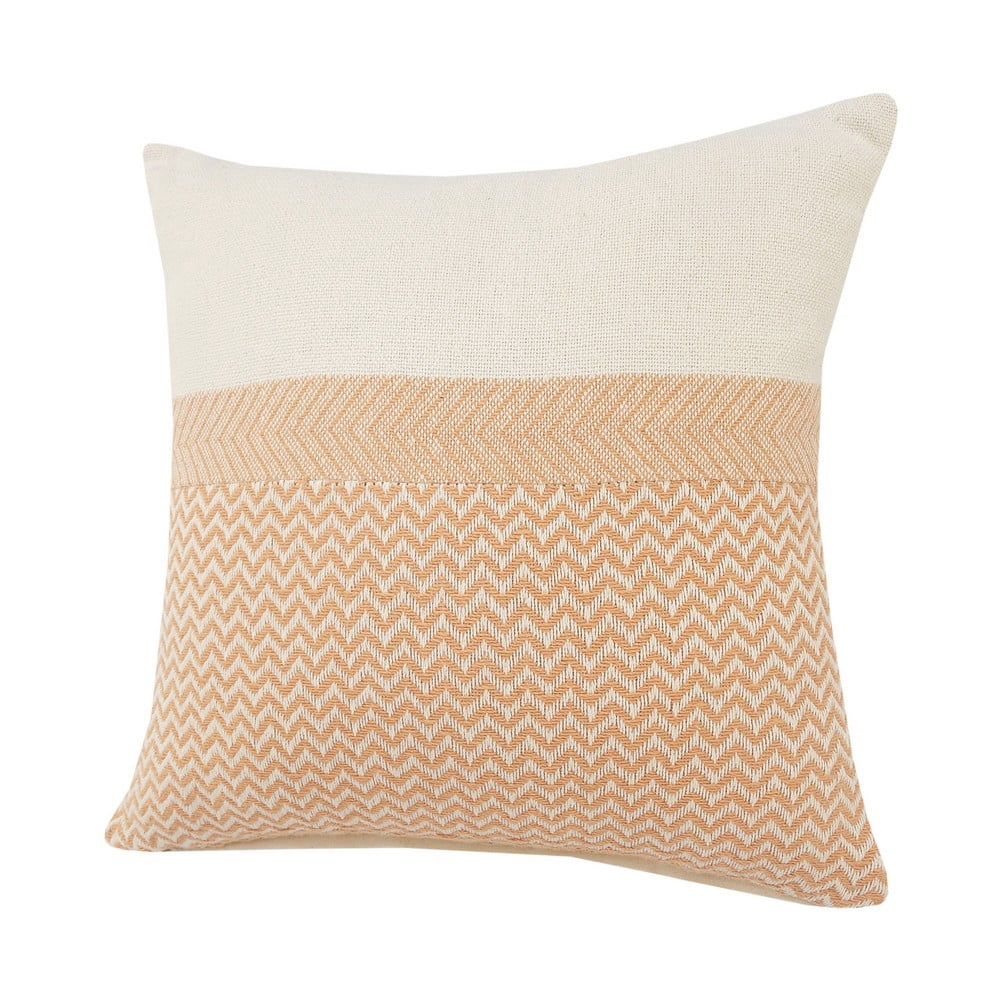 Ox Bay 26" x 26" Cream/ Orange Chevron Organic Cotton Pillow Cover