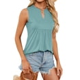 thumbnail image 3 of Nlife Women Elegant V Neck Sleeveless Flowy Pleated Tank Top, 3 of 7