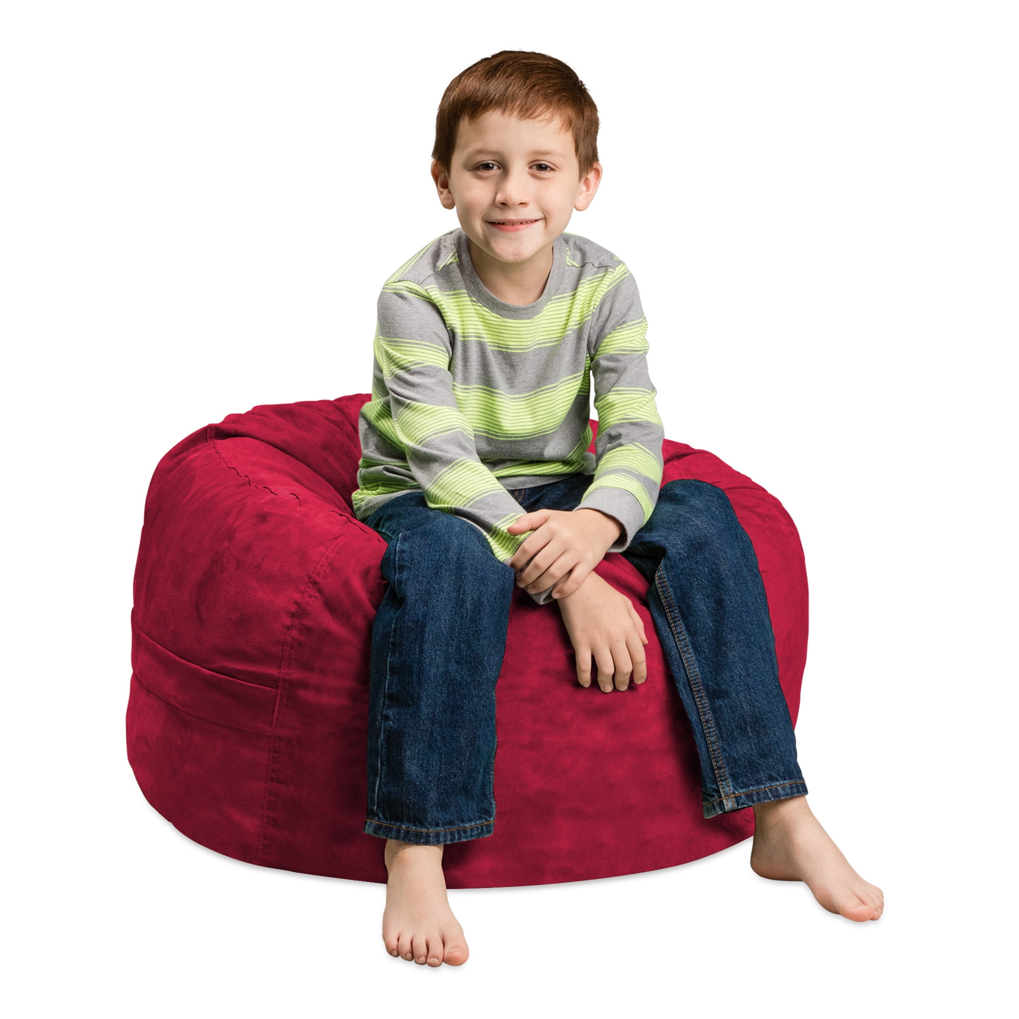 Chill Sack Bean Bag Chair, Memory Foam Lounger with Microsuede Cover, Kids, 2 ft, Cinnabar