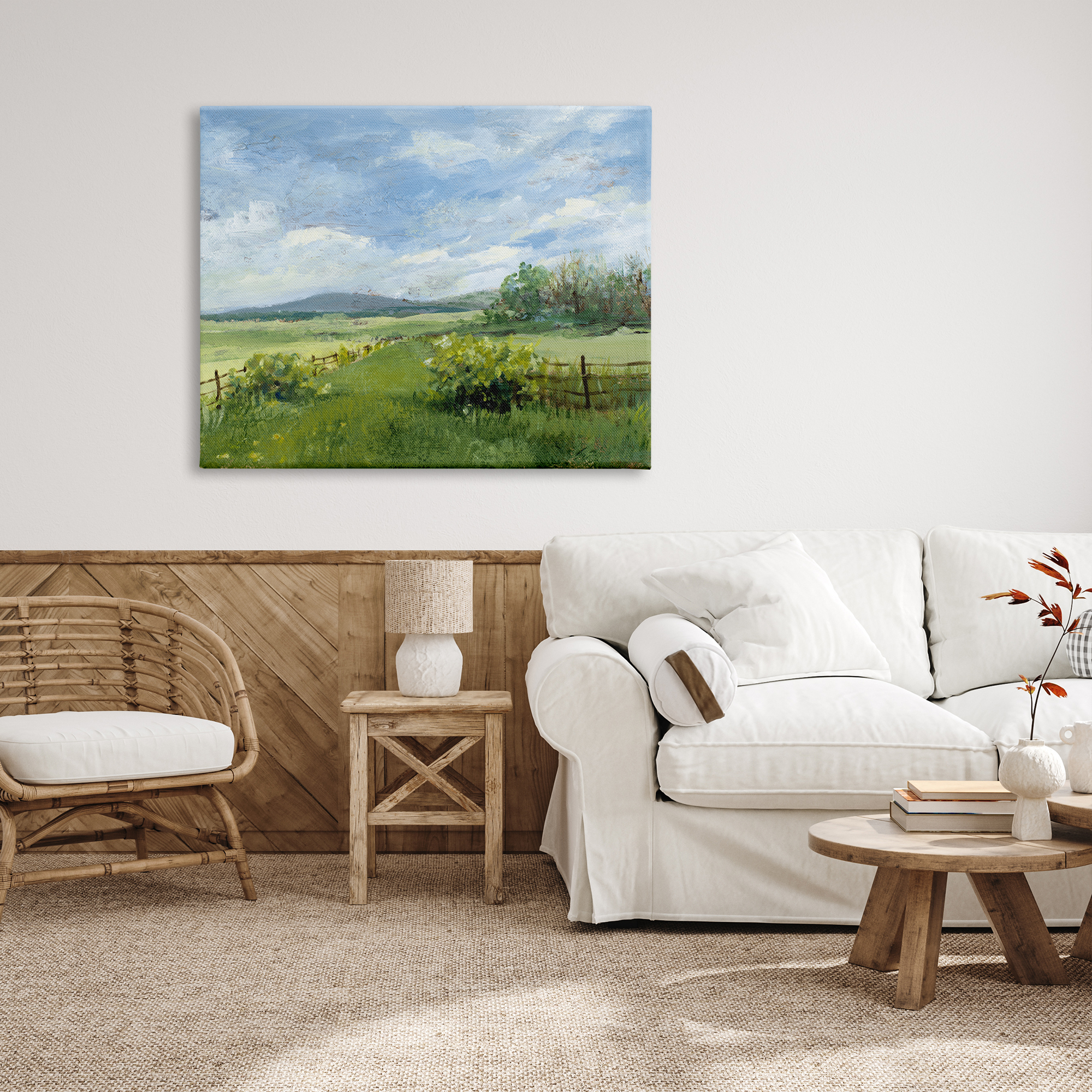 Stupell Industries Countryside Landscape Painting Nature Painting Gallery Wrapped Canvas Print Wall Art, 48 x 36