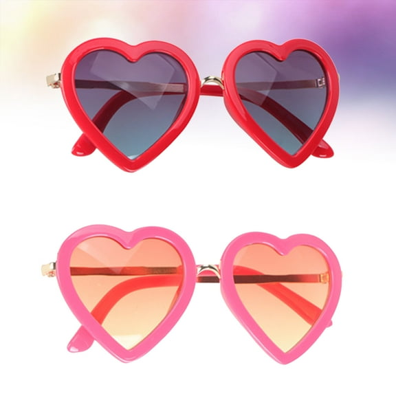WHAMVOX  2 Pcs Red Heart Decorative Sunglasses Party Dress up Cute Baby
