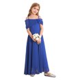 thumbnail image 4 of vastwit Flower Girl Off The Shoulder Party Dress A Line Floor Length Chiffon Junior Bridesmaid Dress Blue-A 16, 4 of 7