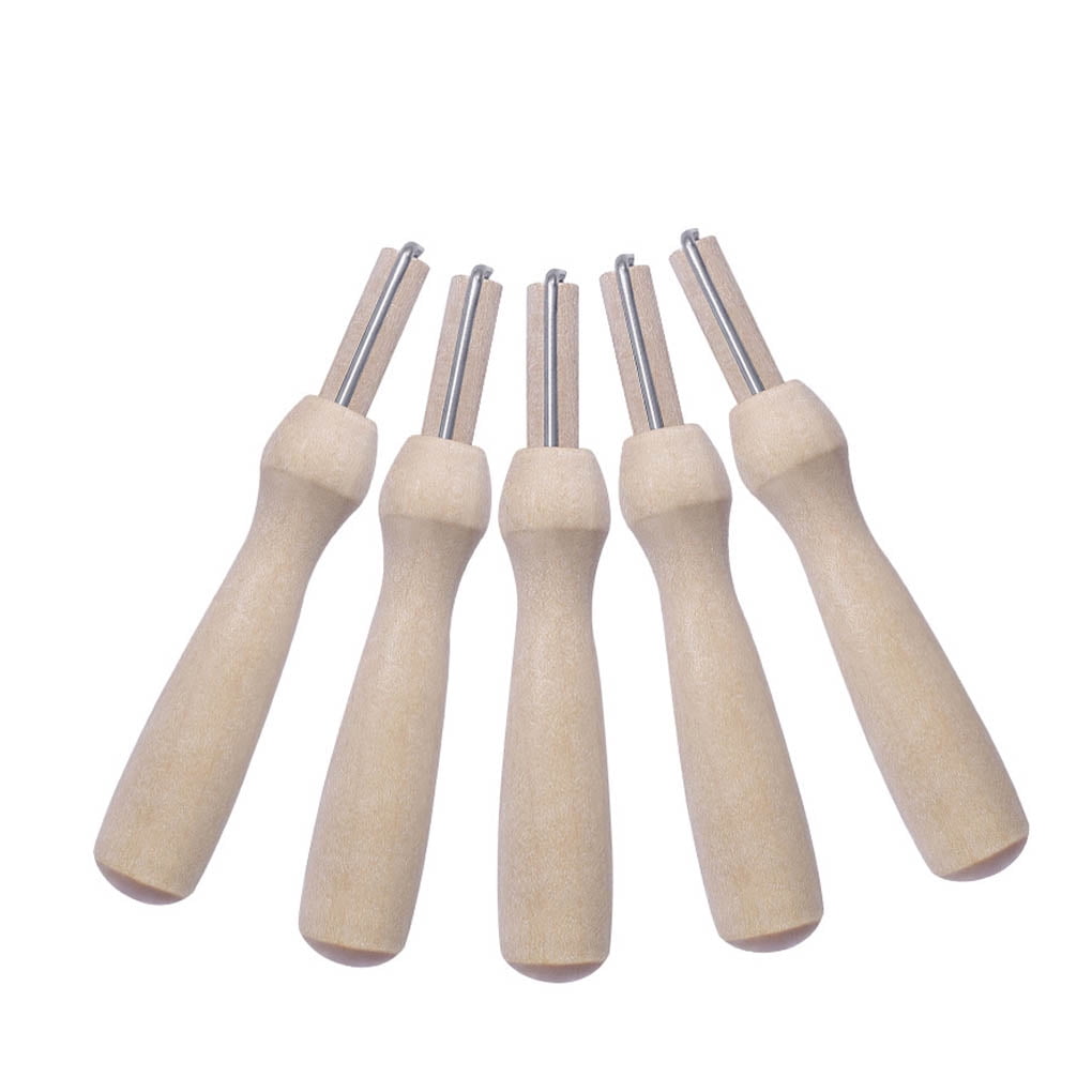 5pcs Wooden Handle Holder with Felting Needles DIY Craft Sewing