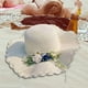 thumbnail image 4 of Sombreros de paja para mujer, informales, transpirables, con ala ondulada, portátiles para viajes cortos. Blanco, 4 of 9