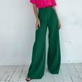 thumbnail image 2 of XFLWAM Women's Wide Leg Pants High Elastic Waisted in The Back Business Work Trousers Long Straight Suit Pants Green M, 2 of 8
