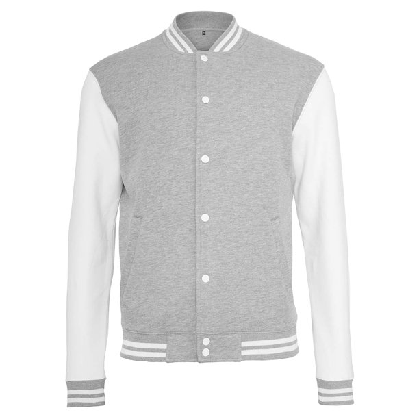 Build Your Brand - Chaqueta estilo universitario par amujer (Gris/Blanco)