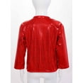 thumbnail image 4 of XUNZOO Kids Girls Sequin Tops Metallic Short Sleeve Bolero Shrug Open Front Cardigan Pageant Party Fancy Dress Up Red 130, 4 of 7