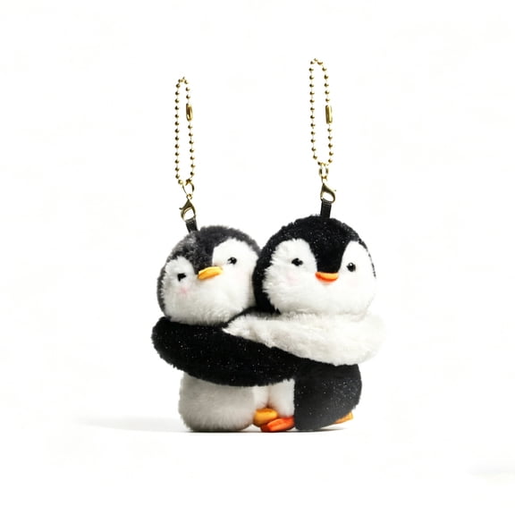 Hugging Penguin Keychain Toy,Soft Plush Cute Fidget Toy,Stress Relief Couple Pendant Toy,Detachable Keyring Stress Toy,Anti Anxiety Hand Grip Toy,Portable Bag Charm Toy