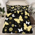 thumbnail image 2 of Feelyou Boho Gold Butterfly Queen Sheet Sets for Teen, Cartoon Cherry Blosoms Flat Sheet, Tribal Mandala Style Queen Fitted Sheet, Ultra Soft Bedroom Decor, 4pcs, 2 of 7