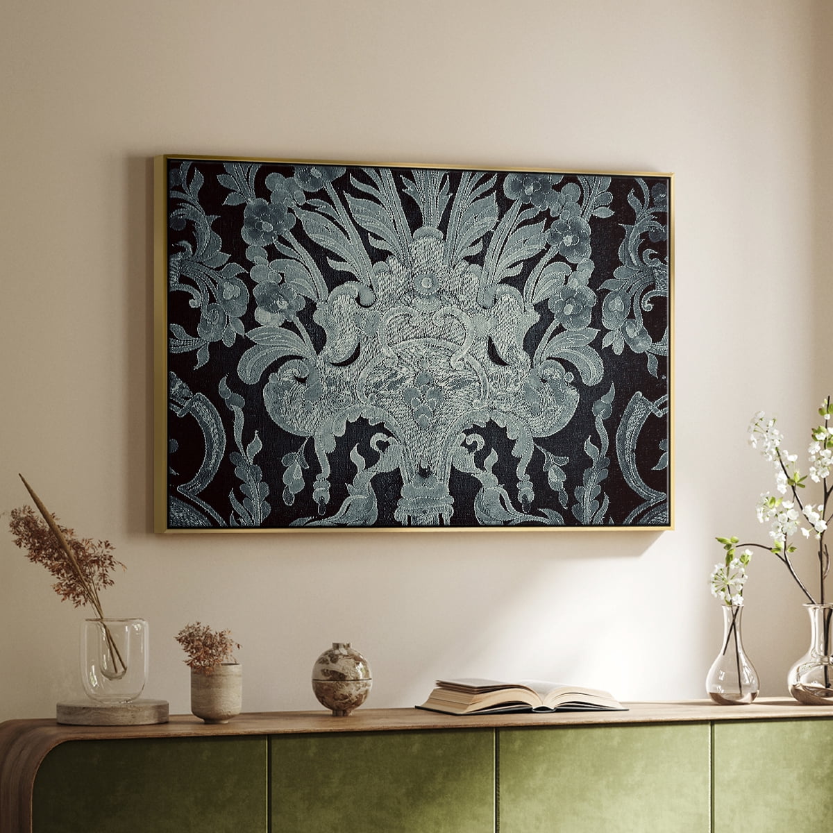 Vintage Abstract Print-XXVI Framed in Gold Wood Gallery Wrapped Canvas 17 in. x 25 in.