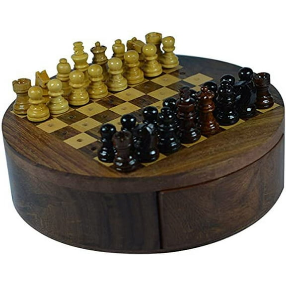 Varmohey Royal Handicrafts Handcrafted Wooden Travel Chess with Pegged Top