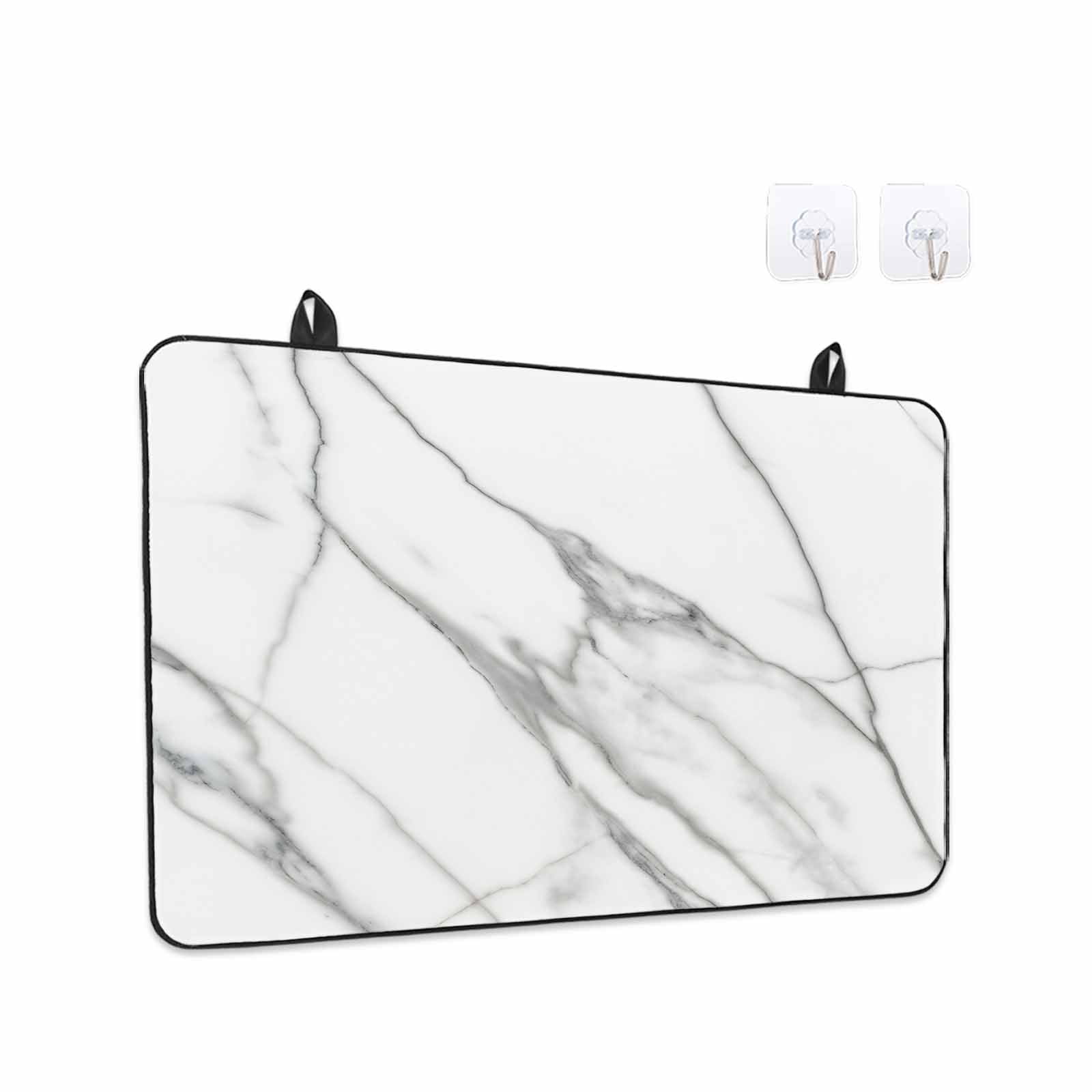 Marble White Stove Top Cover for Electric Stove, Heat-proof & Non Slip Glass Top Stove Cover Protector, Ombre Grey Modern Minimalist Kitchen Flat Cooktop Rubber Mat 24x21 Inches