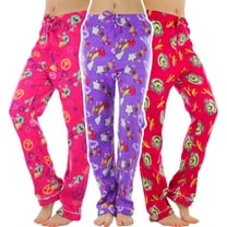 ToBeInStyle Women's Pack of 3 Assorted Print Fleece Lined Pajama Bottoms - Wild Party - Medium