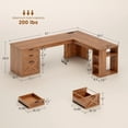 thumbnail image 3 of 67" L Shaped Computer Desk with 3 Drawers and Storage Shelves, Farmhouse Corner Office Desk, Home Office Desk, 3 of 7