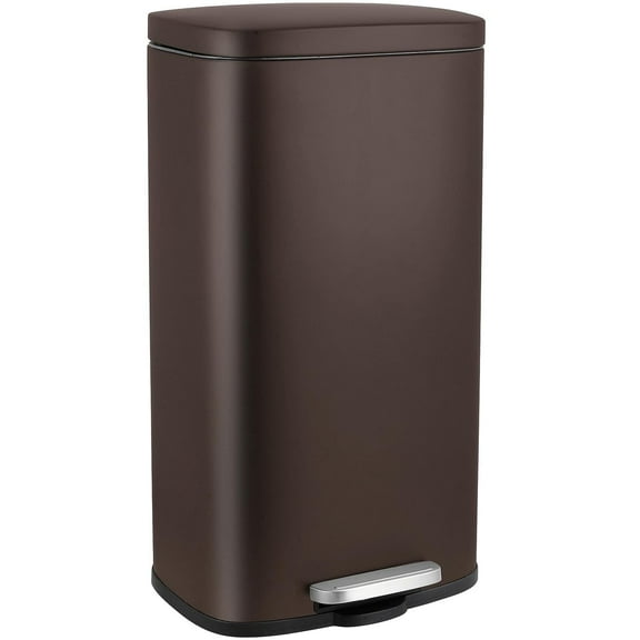 LAZY BUDDY 30 Liter / 8 Gallon Stainless Steel Trash Can with Foot Pedal, Kitchen Garbage Can with Lid & Plastic Inner Bucket