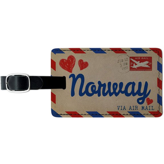 Air mail Postcard Love for Norway Leather Luggage ID Tag Suitcase Carry-On