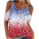 thumbnail image 1 of Fiudx Liquidación de Ofertas Flash Blusas de Cuello Redondo de Manga Corta con Estampado Informal a La Moda para Mujer, 1 of 4