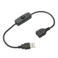 thumbnail image 1 of Cable USB Uxcell con interruptor ON/OFF, cable de extensión USB macho a hembra para lámpara LED, tira LED, negro 1, 1 of 6