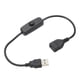 thumbnail image 1 of Cable USB Uxcell con interruptor ON/OFF, cable de extensión USB macho a hembra para lámpara LED, tira LED, negro 1, 1 of 6