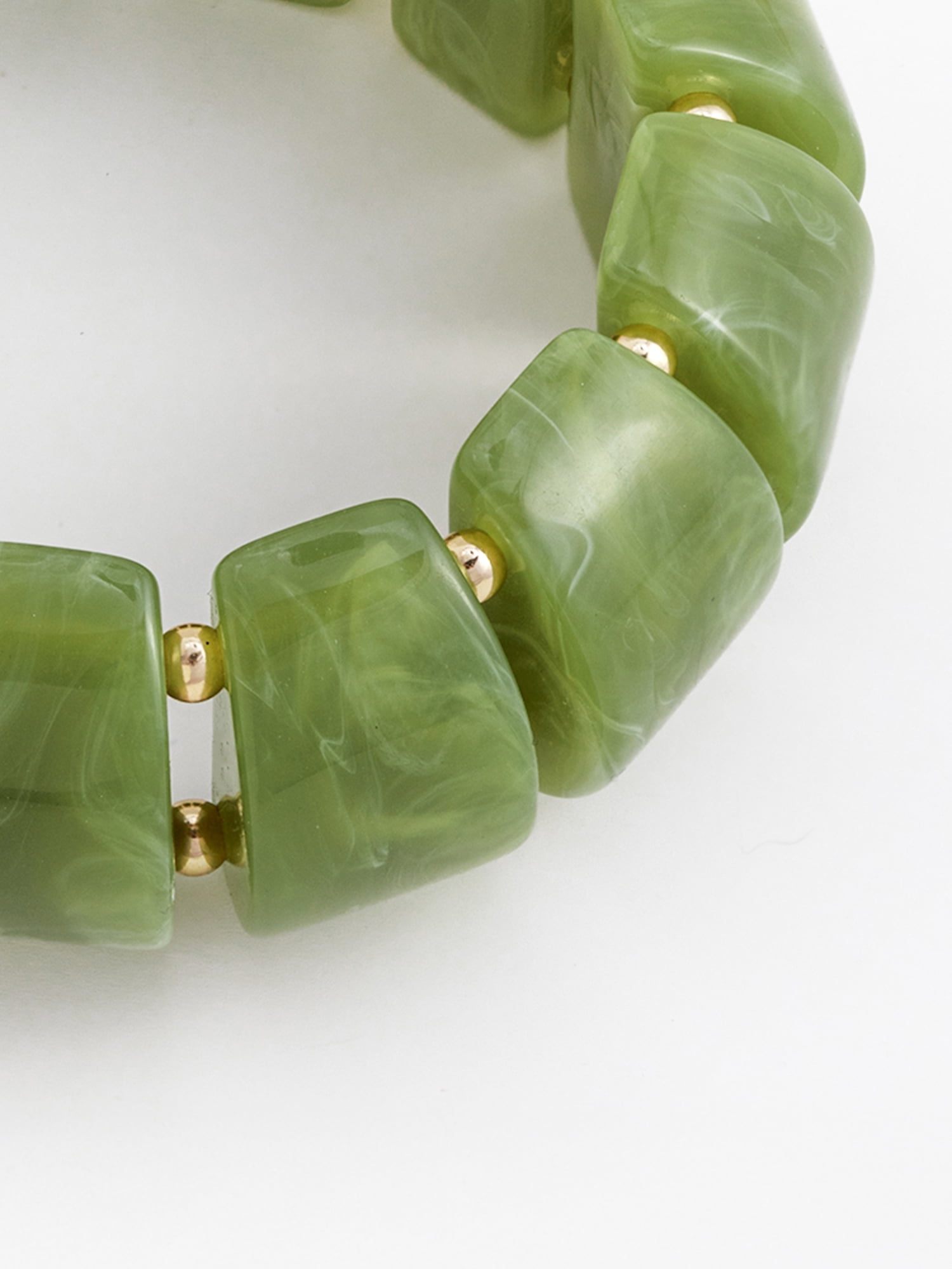 Scenario Women's Green Marbled Resin Stretch Bracelet