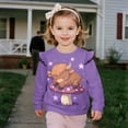 thumbnail image 3 of Yuyamidu Highland Cow Sweatshirt for Toddler Girls 1T-2T Dark Purple Long Sleeve Ruffle Shoulder Crewneck Sweatshirts Pullover Tops Lightweight Comfy School Outdoor Play Wear, 3 of 8