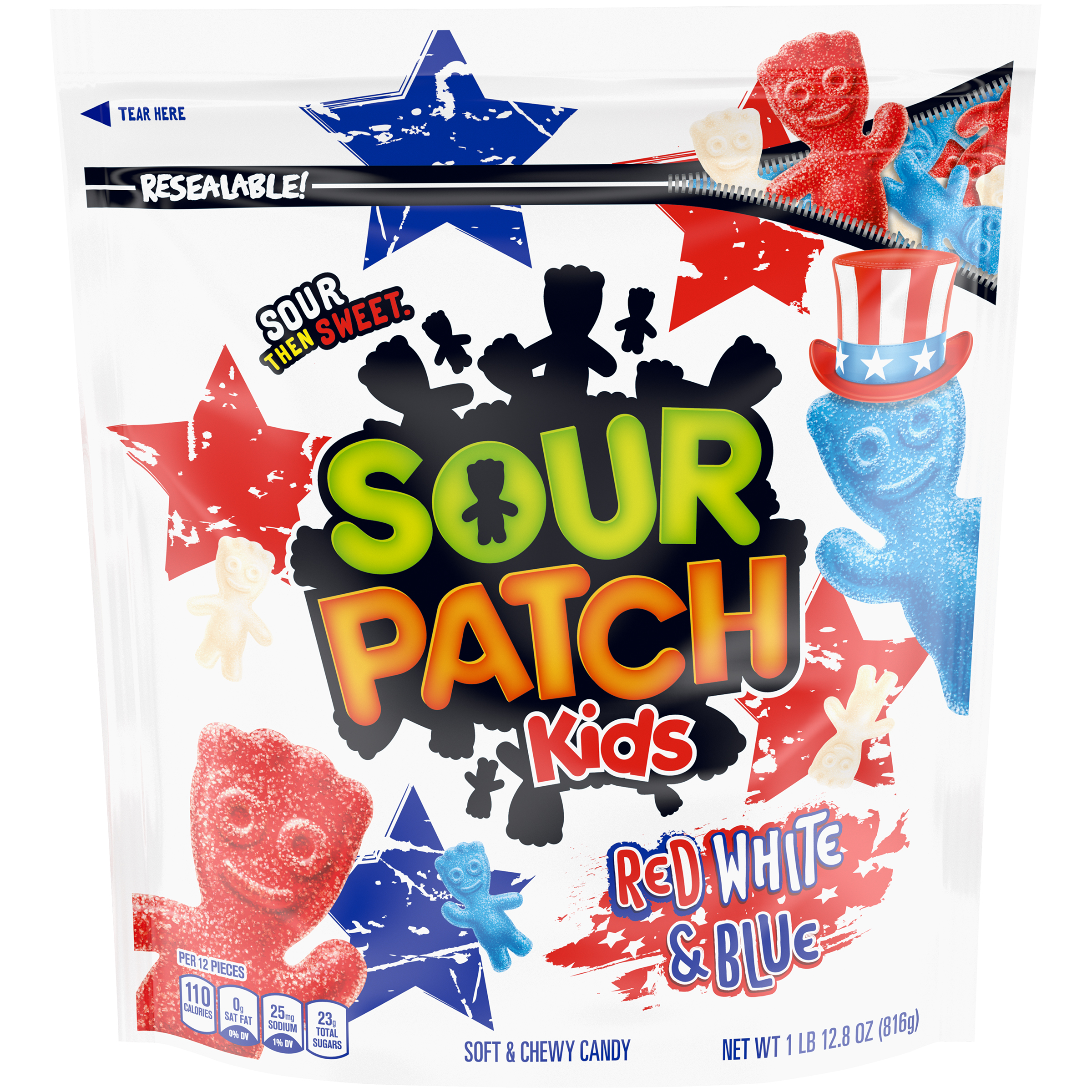 Sour Patch Kids Red White & Blue Soft & Chewy Candy, 1 lb 12.8 oz