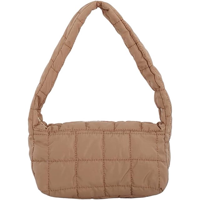 LinYooLi Quilted Tote Bags for Women Lightweight Quilted Padding Shoulder Bag Down Cotton Padded Large Tote Bags Lattice