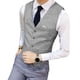 thumbnail image 1 of Chaleco de traje Skymirror para hombre, cuello en V, sin mangas, color liso, corte entallado, cárdigan de un solo pecho, abrigo formal de negocios, abrigo de boda para novio, 1 of 8