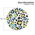 thumbnail image 2 of Leather Coasters with Heat-resistant for Drinks, Yellow Blue Leopard Print -标题2 Round Shape, 2 of 5