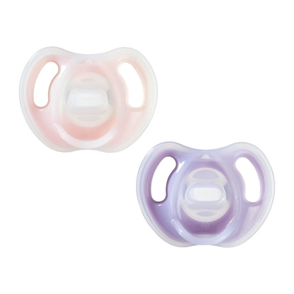 Tommee Tippee Ultra-Light Silicone Pacifier, 6-18 months, Symmetrical One-Piece Design, BPA-Free Silicone Binkies, Includes Sterilizer Box, 2 Pack