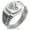 Silver, variant on Stainless Steel Ferocious Bear Claw CZ Ribbed Needle Stripe Pattern Biker Style Polished Ring