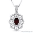 thumbnail image 2 of 1.06ct Ruby & Diamond Pave Flower Pendant in 18k White Gold w/ 14k Chain Necklace, 2 of 2